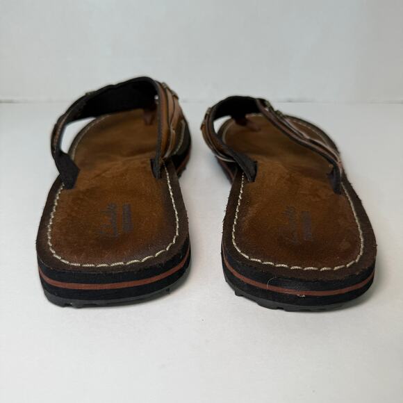 Clarks Women's Fenner Nerice Leather Thong Slip On Sandals Brown Size 8 - Picture 6 of 8